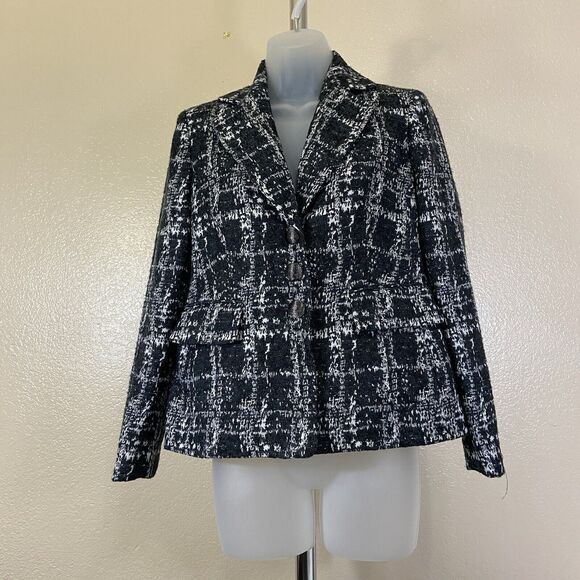 Kasper Black Tweeted Blazer Jacket Sz 2P - Picture 1 of 13